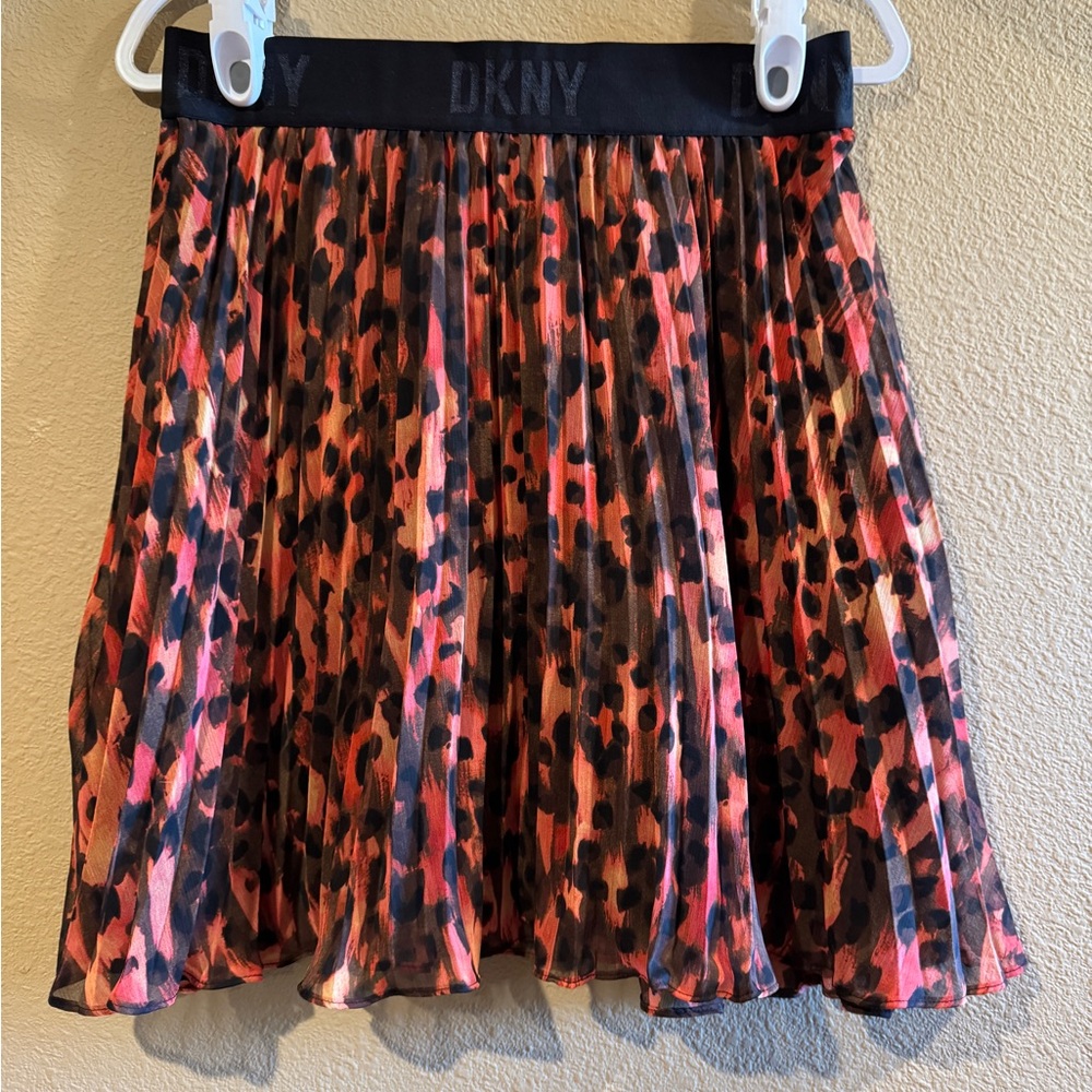 DKNY Orange tone leopard print skirt